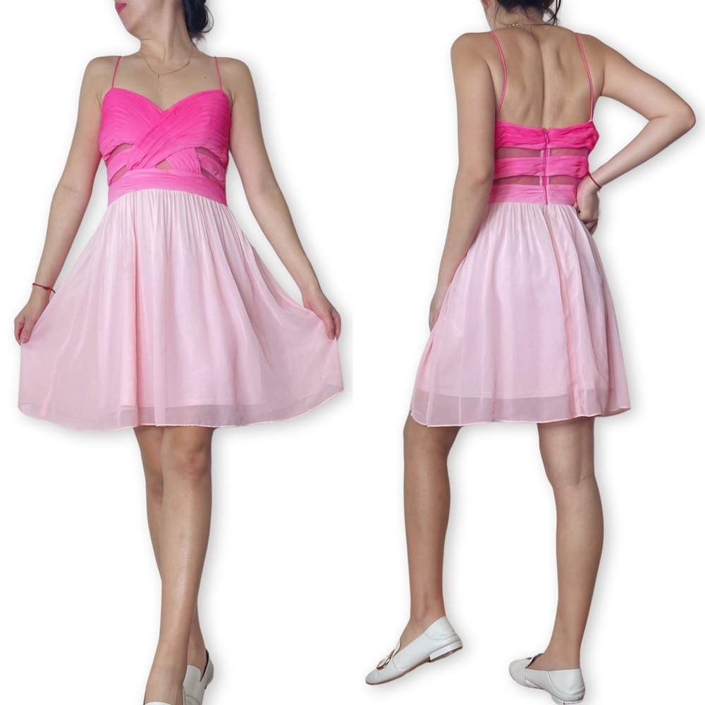 Hailey Logan Adrianna Papell Pink Ombre Chiffon Dress Size 11/12